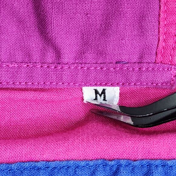 Vintage Jacket Womens M Pink Blue Nepal Reversible Packable Patchwork Belted - Picture 11 of 16